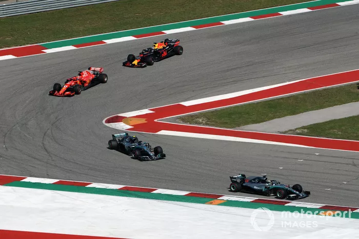 Lewis Hamilton, Mercedes-AMG F1 W09 , Valtteri Bottas, Mercedes-AMG F1 W09, Sebastian Vettel, Ferrari SF71H y Daniel Ricciardo, Red Bull Racing RB14 