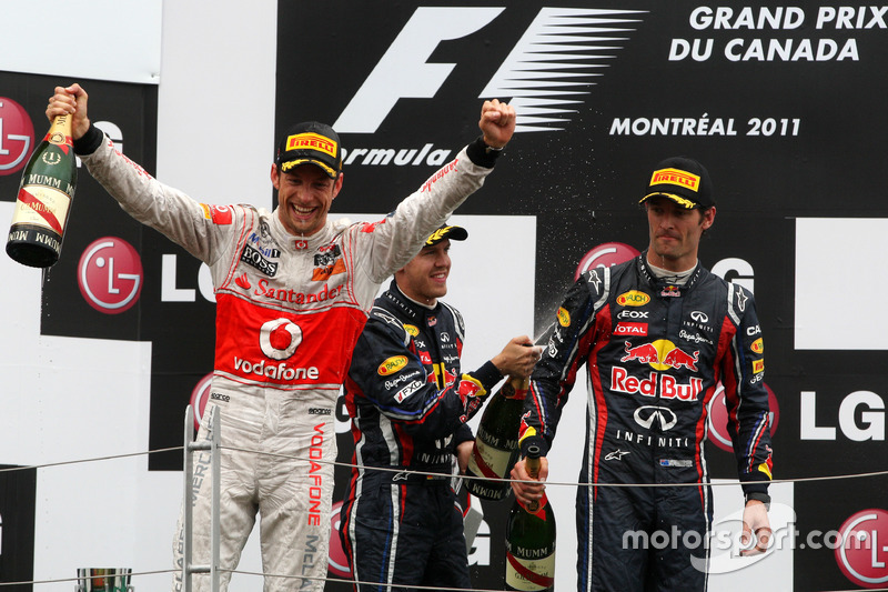2011 - 1. Jenson Button, 2. Sebastian Vettel, 3. Mark Webber