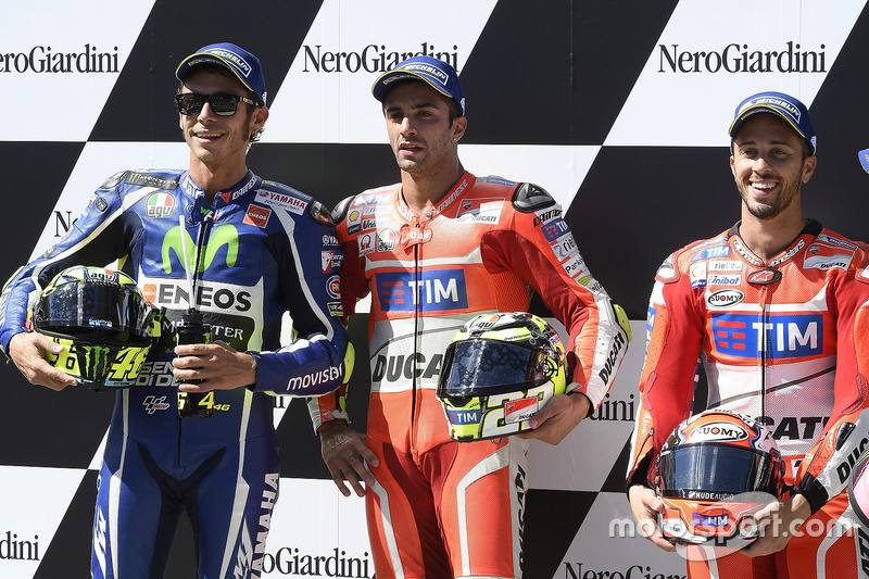 Polesitter Andrea Iannone, 2. Valentino Rossi, 3. Andrea Dovizioso
