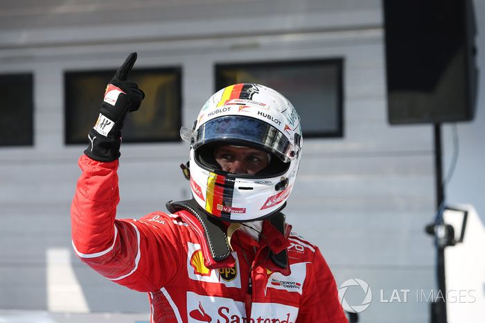 Ganador de la carrera Sebastian Vettel, Ferrari