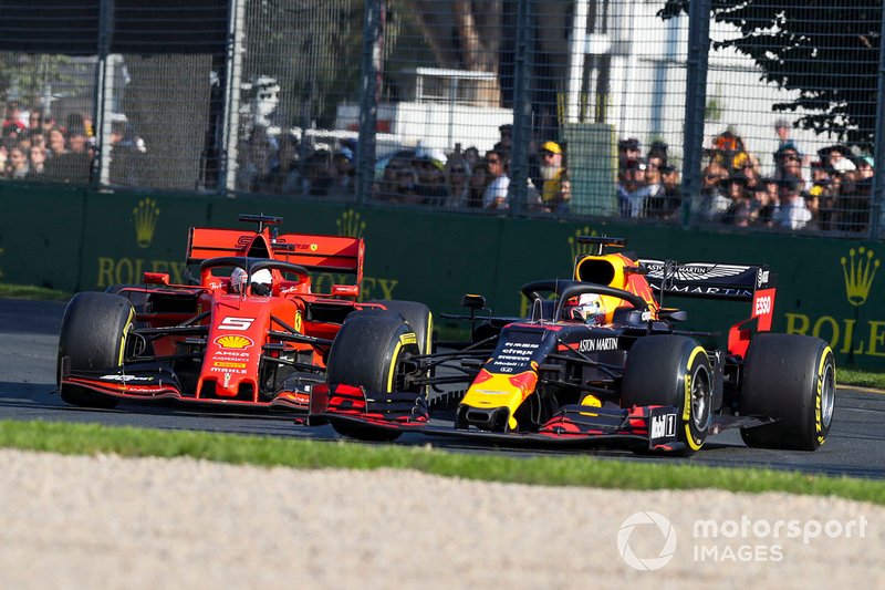 Max Verstappen, Red Bull Racing RB15, Sebastian Vettel, Ferrari SF90 