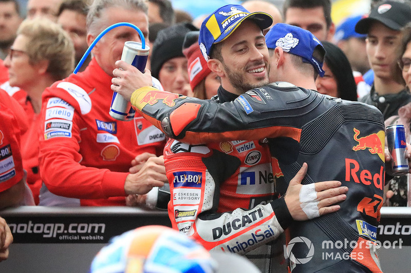 Race winner Andrea Dovizioso, Ducati Team, third place Pol Espargaro, Red Bull KTM Factory Racing