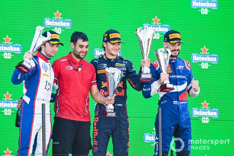 Clement Novalak, Trident, Dennis Hauger, Prema Racing y Alexander Smolyar, ART Grand Prix