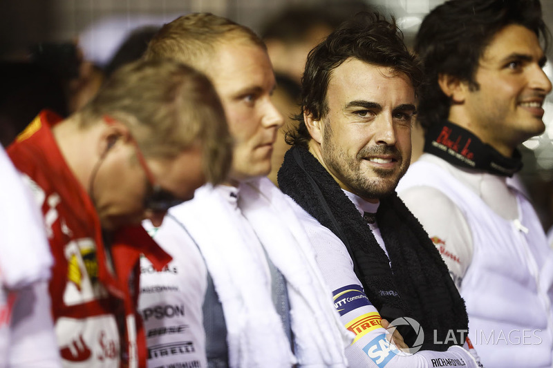 Fernando Alonso, McLaren, during the national anthem