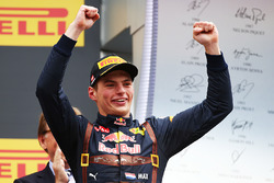 Max Verstappen, Red Bull Racing viert zijn tweede plaats op het podium