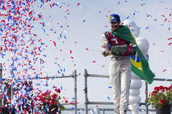 Lucas di Grassi, Audi Sport ABT Schaeffler, celebrates on the podium after winning the race