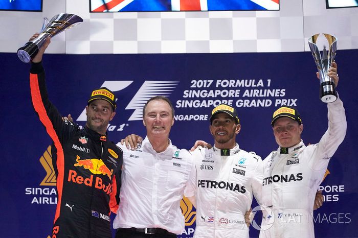 2017: 1. Lewis Hamilton, 2. Daniel Ricciardo, 3. Valtteri Bottas