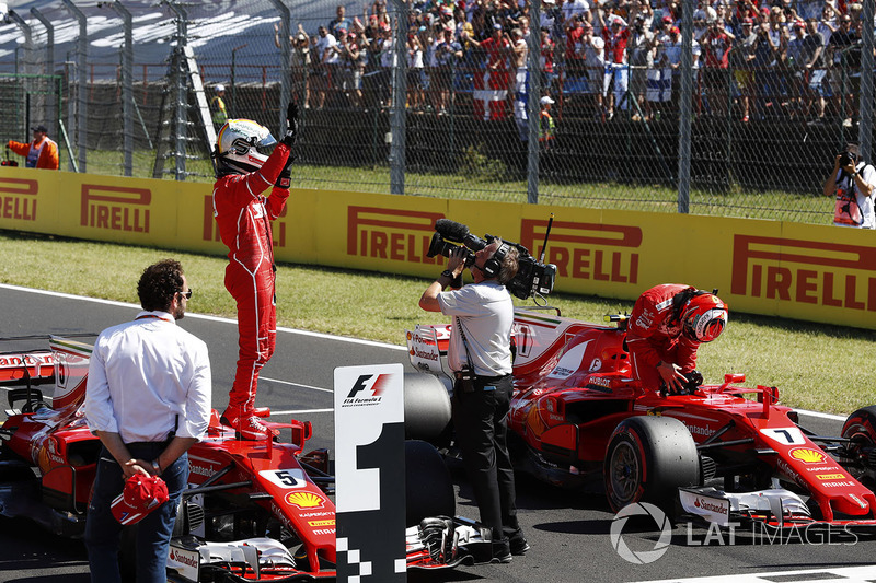 Sebastian Vettel, Ferrari SF70H, of Kimi Raikkonen, Ferrari