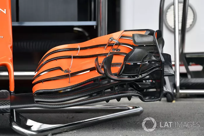 McLaren MCL32 voorvleugel detail