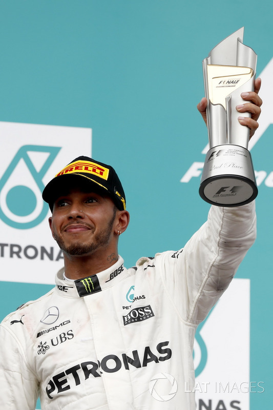 Second place Lewis Hamilton, Mercedes AMG F1 on the podium