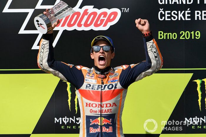 Podio: Marc Márquez, ganador de la carrera, Repsol Honda Team