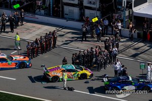 #74 Riley Motorsports Mercedes-AMG GT3: Lawson Aschenbach, Ben Keating, Gar Robinson, Felipe Fraga, #19 GEAR Racing powered by GRT Grasser Lamborghini Huracan GT3: Christina Nielsen, Katherine Legge, Tatjana Calderon, Rahel Frey, #23 Heart Of Racing Team Aston Martin Vantage GT3: Roman De Angelis, Ian James, Alex Riberas, Nicki Thiim