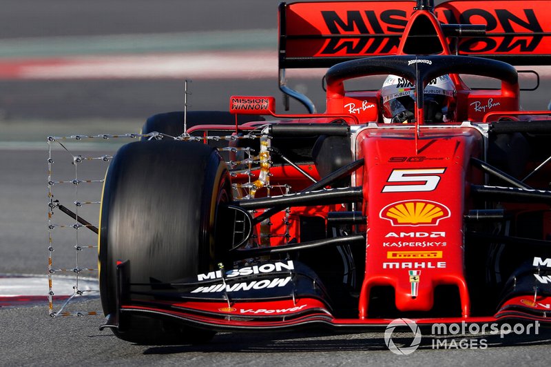 Sebastian Vettel, Ferrari SF90 with aero sensors