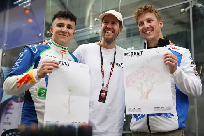 Sebastian Vettel, Liam Lawson, Racing Bulls Team, Isack Hadjar, Racing Bulls Team