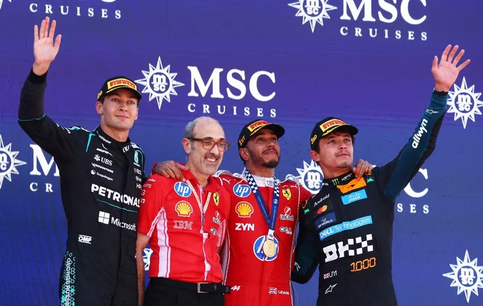Lewis Hamilton, Ferrari, George Russell, Mercedes, Lando Norris, McLaren