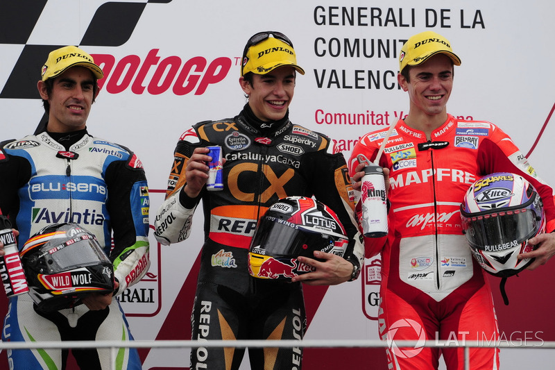Podium: 1. Marc Marquez, 2. Julian Simon, 3. Nico Terol