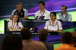 The FIA Press Conference: Otmar Szafnauer, Sahara Force India F1 Chief Operating Officer; Toto Wolff, Mercedes AMG F1 Shareholder and Executive Director; Stephen Fitzpatrick, Manor Racing Team Owner; Claire Williams, Williams Deputy Team Principal; Monisha Kaltenborn, Sauber Team Principal