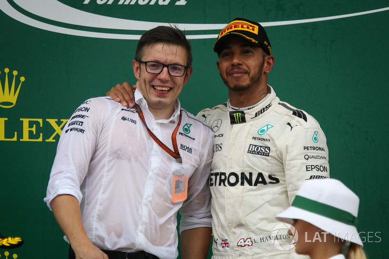 Peter Bonnington, Mercedes AMG F1 Race Engineer and Lewis Hamilton