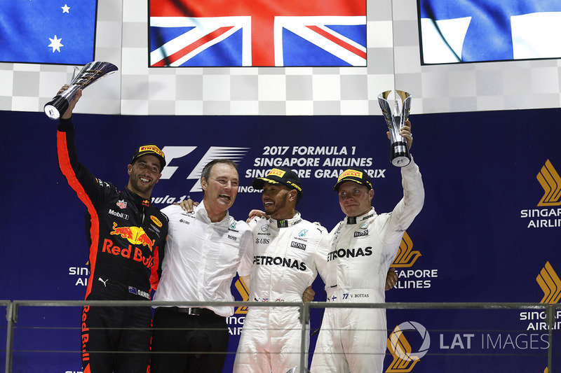 2017: 1. Lewis Hamilton, 2. Daniel Ricciardo, 3. Valtteri Bottas