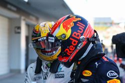 Race winner Lewis Hamilton, Mercedes AMG F1 is congratulated by Max Verstappen, Red Bull Racing and celebrates in parc ferme