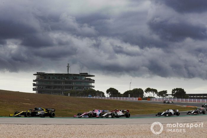 Esteban Ocon, Renault F1 Team R.S.20, Lance Stroll, Racing Point RP20, Antonio Giovinazzi, Alfa Romeo Racing C39, George Russell, Williams FW43, Romain Grosjean, Haas VF-20