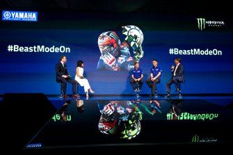 Lin Jarvis, directeur exécutif Yamaha Factory Racing, Kouichi Tsuji, président Yamaha Motor Racing, Mitch Covington, vice-président marketing sportif Monster Energy