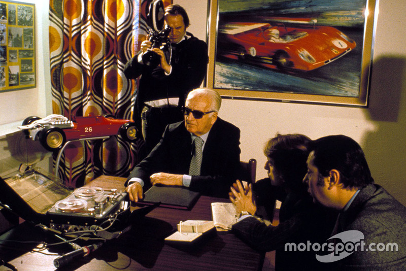 Enzo Ferrari avec Luca Di Montezemolo en 1974