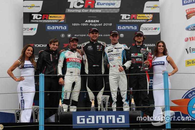 Dániel Nagy, M1RA Hyundai i30 N TCR, Jean-Karl Vernay, Leopard Lukoil Team Audi RS3 LMS TCR, Kris Richard, Target Competition Hyundai i30 N TCR, Giovanni Altoè, Pit Lane Competizioni Audi RS3 LMS TCR