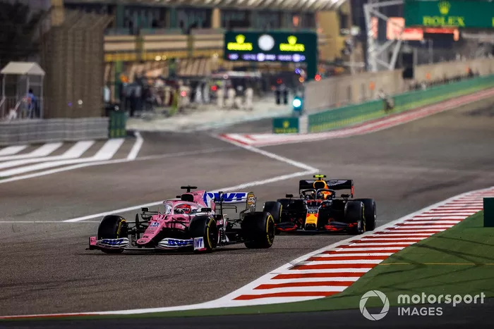 Sergio Perez, Racing Point RP20, Alex Albon, Red Bull Racing RB16