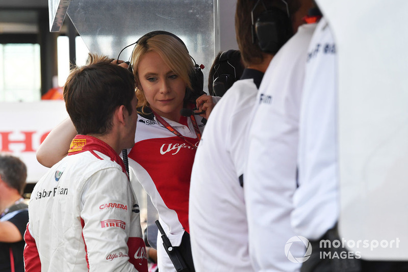Charles Leclerc, Sauber and Ruth Buscombe, Sauber Race Strategist