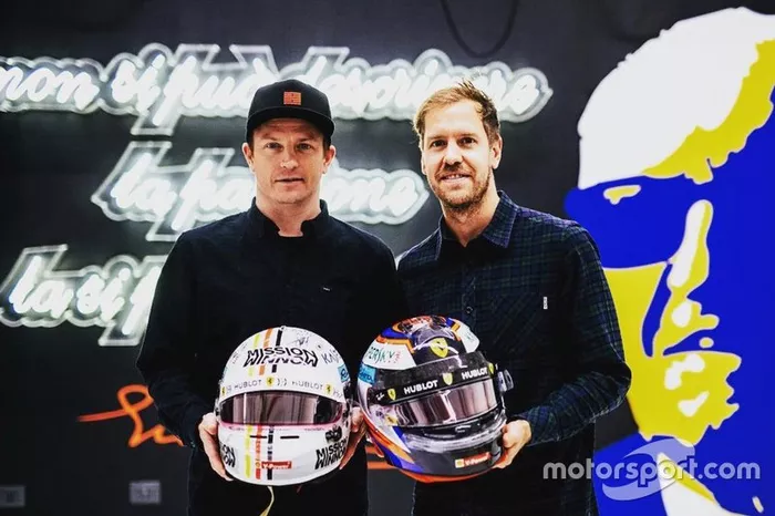 Sebastian Vettel y Kimi Räikkönen, cambio de casco