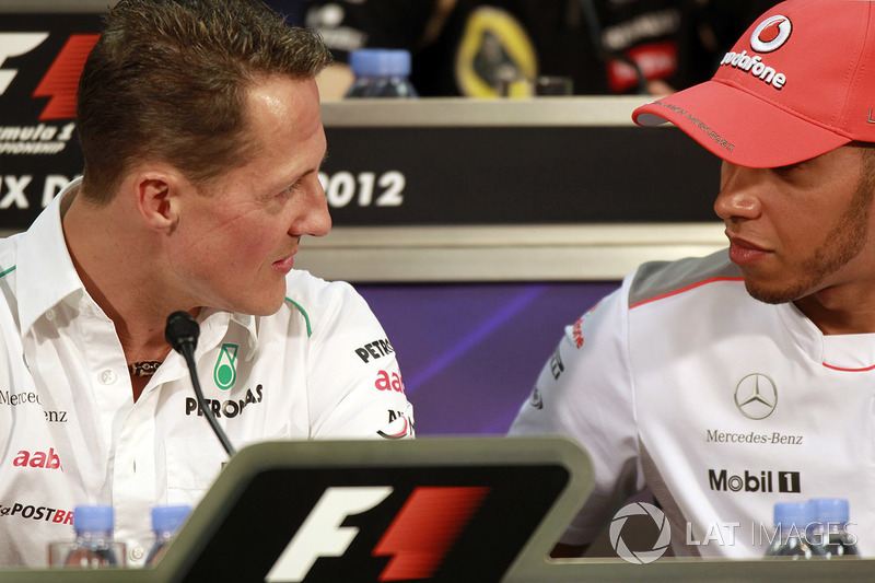 Michael Schumacher, Mercedes AMG and Lewis Hamilton, McLaren