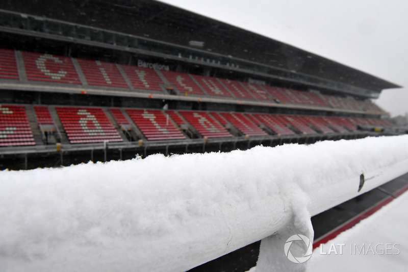 Circuit de Barcelona cubierto de nieve