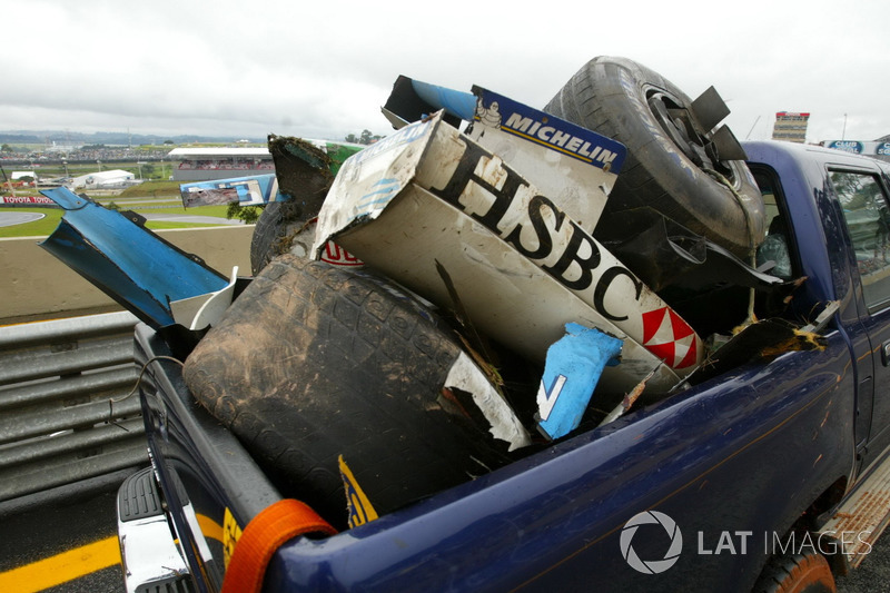 Debris from the Jaguar Racing Car of Mark Webber and the Renault F1 Team of Fernando Alonso caused b