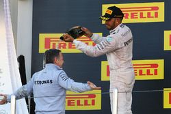 Podium: second place Lewis Hamilton, Mercedes AMG F1 Team