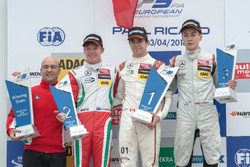 Nick Cassidy, Prema Powerteam Dallara F312 Mercedes-Benz, Lance Stroll, Prema Powerteam Dallara F312 Mercedes-Benz, George Russell, HitechGP Dallara F312 Mercedes-Benz
