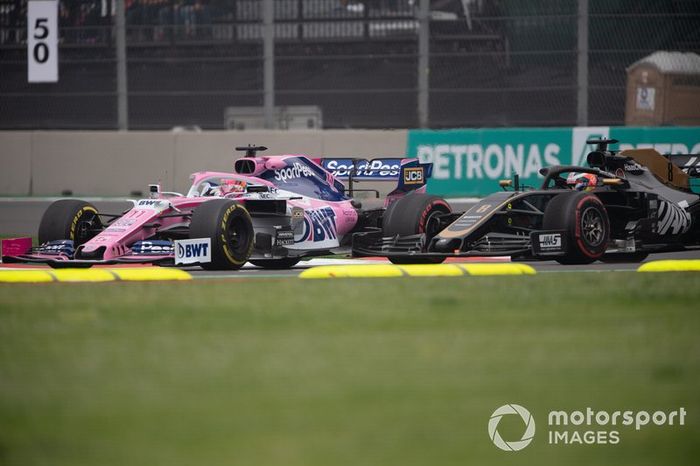 Sergio Pérez, Racing Point RP19, Romain Grosjean, Haas F1 Team VF-19