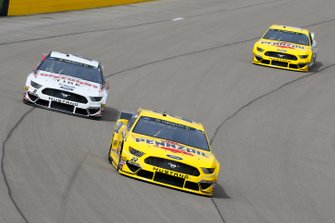 Joey Logano, Team Penske, Ford Mustang Pennzoil, Brad Keselowski, Team Penske, Ford Mustang Discount Tire and Ryan Blaney, Team Penske, Ford Mustang Menards/Pennzoil Ford