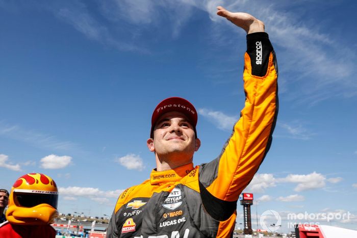 Ganador  Patricio O'Ward, Arrow McLaren SP Chevrolet celebra