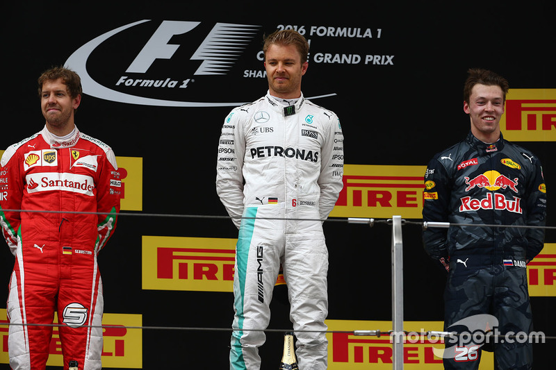 Podium: winner Nico Rosberg, Mercedes AMG F1 Team, second place Sebastian Vettel, Ferrari, third pla