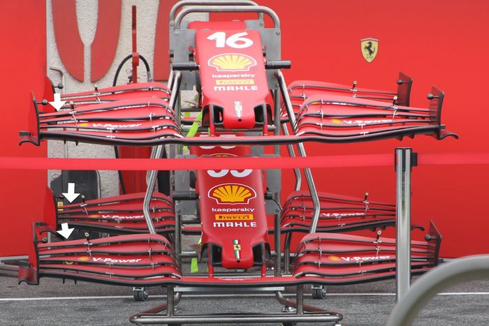 Detalle del alerón delantero del Ferrari SF21 