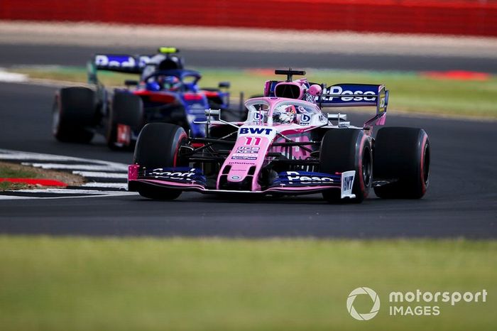 Sergio Perez, Racing Point RP19, leads Alexander Albon, Toro Rosso STR14