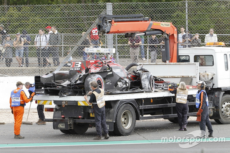 Crash van Bruno Senna, #1 Rebellion Racing Rebellion R-13