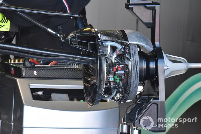 Mercedes AMG F1 W10 front suspension and brake