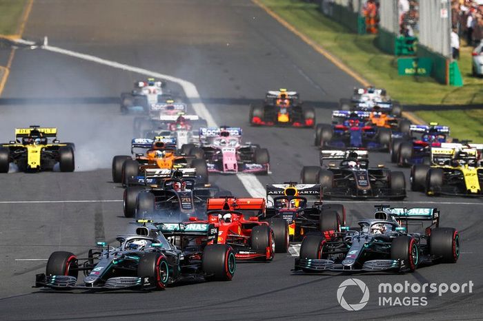 Valtteri Bottas, Mercedes AMG W10, Lewis Hamilton, Mercedes AMG F1 W10, Sebastian Vettel, Ferrari SF90, Charles Leclerc, Ferrari SF90, Max Verstappen, Red Bull Racing RB15