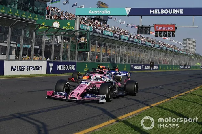 Sergio Perez, Racing Point RP19, Max Verstappen, Red Bull Racing RB15