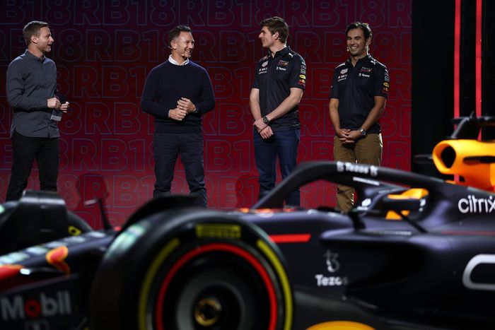 Max Verstappen, Red Bull Racing, Sergio Pérez, Red Bull Racing, 
Christian Horner, director del equipo Red Bull Racing