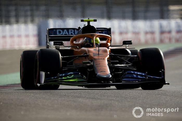 Lando Norris, McLaren MCL35, con parafina