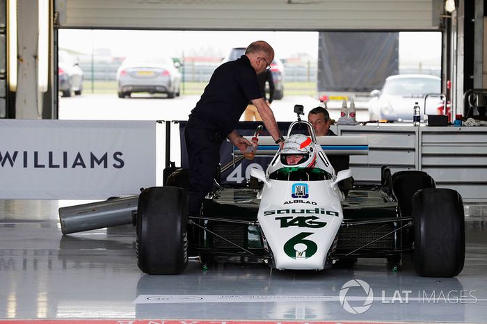 Martin Brundle in the cockpit of a six-wheeled FW08