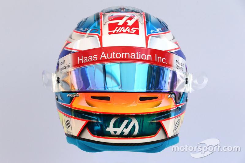 The helmet of Romain Grosjean, Haas F1 Team